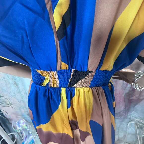 NWOT ๐Maweii Well Fitted Abstract Print Batwing Sleeve Wide Leg Jumpsuit - Picture 4 of 15